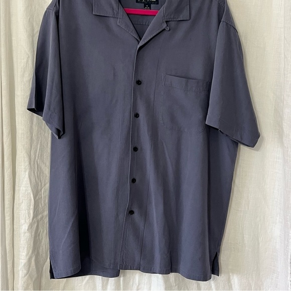 Joseph & Feiss Men's XL Camp Blue Short Sleeve Button Front 100% Silk Sh… - Picture 5 of 6